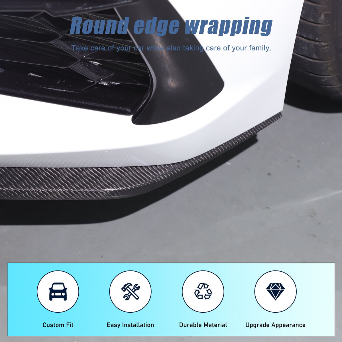 Real Carbon Fiber Front Bumper Lip Splitter For 20-26 Corvette C8 Z51 Stingray 6