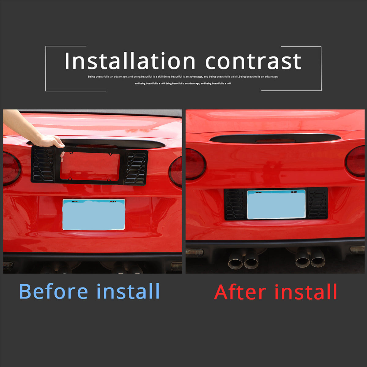 Black Aluminum alloy Rear License Plate Frame Trim For Corvette C6 2005-13 US 7