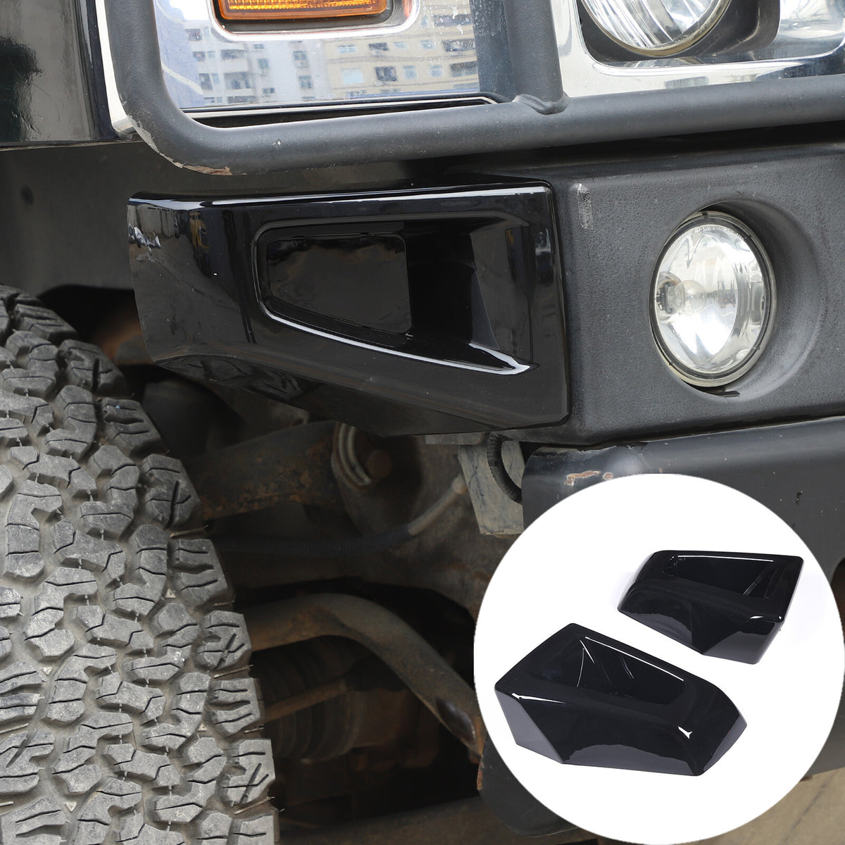 Glossy Black Front Bumper & Side Cover Trim Kit For Hummer H2 SUV SUT 2003-2009 13