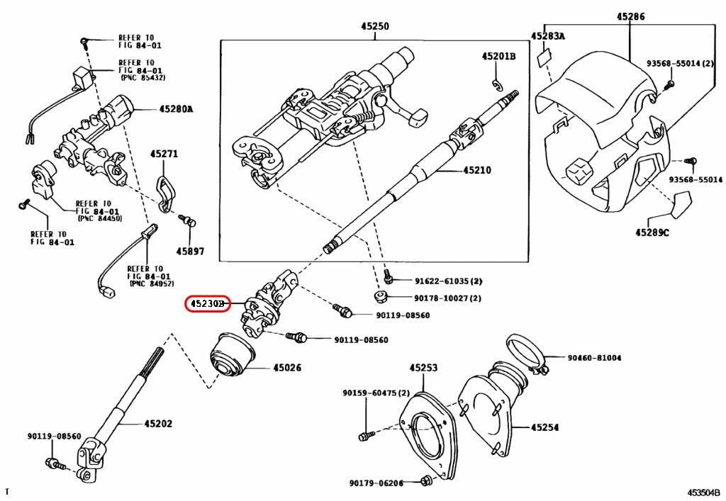 TOYOTA OEM STEERING SHAFT UNIVERSAL JOINT ASSY 45230-48050 for LEXUS RX330 3