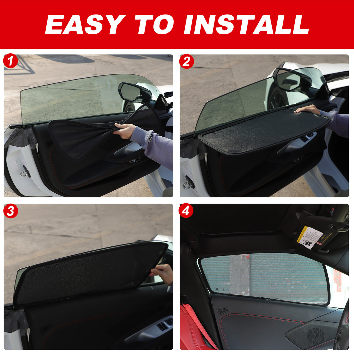 Car Front Window Screen Sun Shade Mesh Cover For Corvette C8 2020-26 15