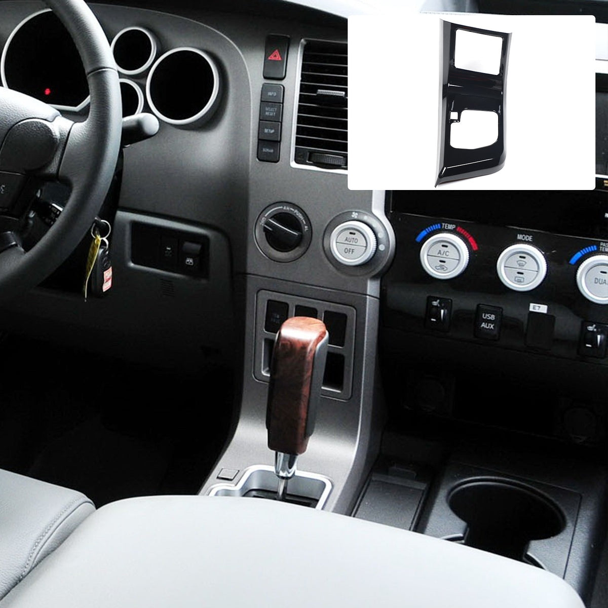 Glossy Piano Black Center Gear Shift Trim For Toyota Tundra/Sequoia 2007-2013 18