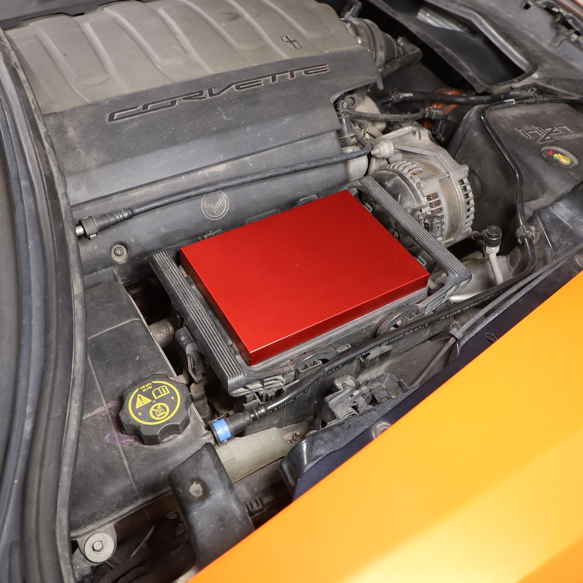 Red Aluminum Engine Coolant Fuse Box Trim Cover For Corvette C7 2014-2019 10