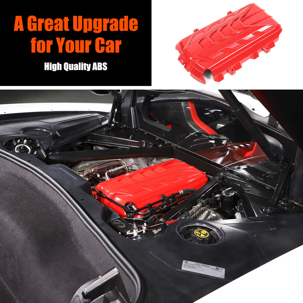 Red ABS Engine hood Compartment panel Trim Cover For Corvette C8 2020-2026 1