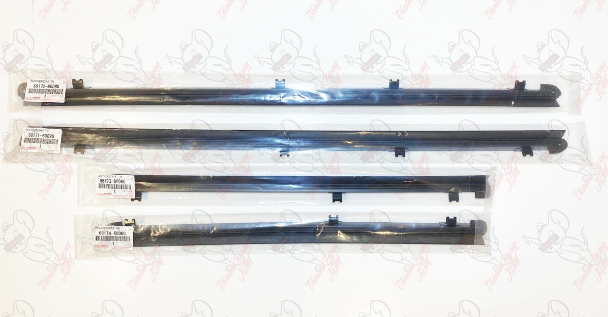 Toyota Genuine 4Runner GX460 Front Rear Inner Door Glass Weatherstrip Set OEM 5