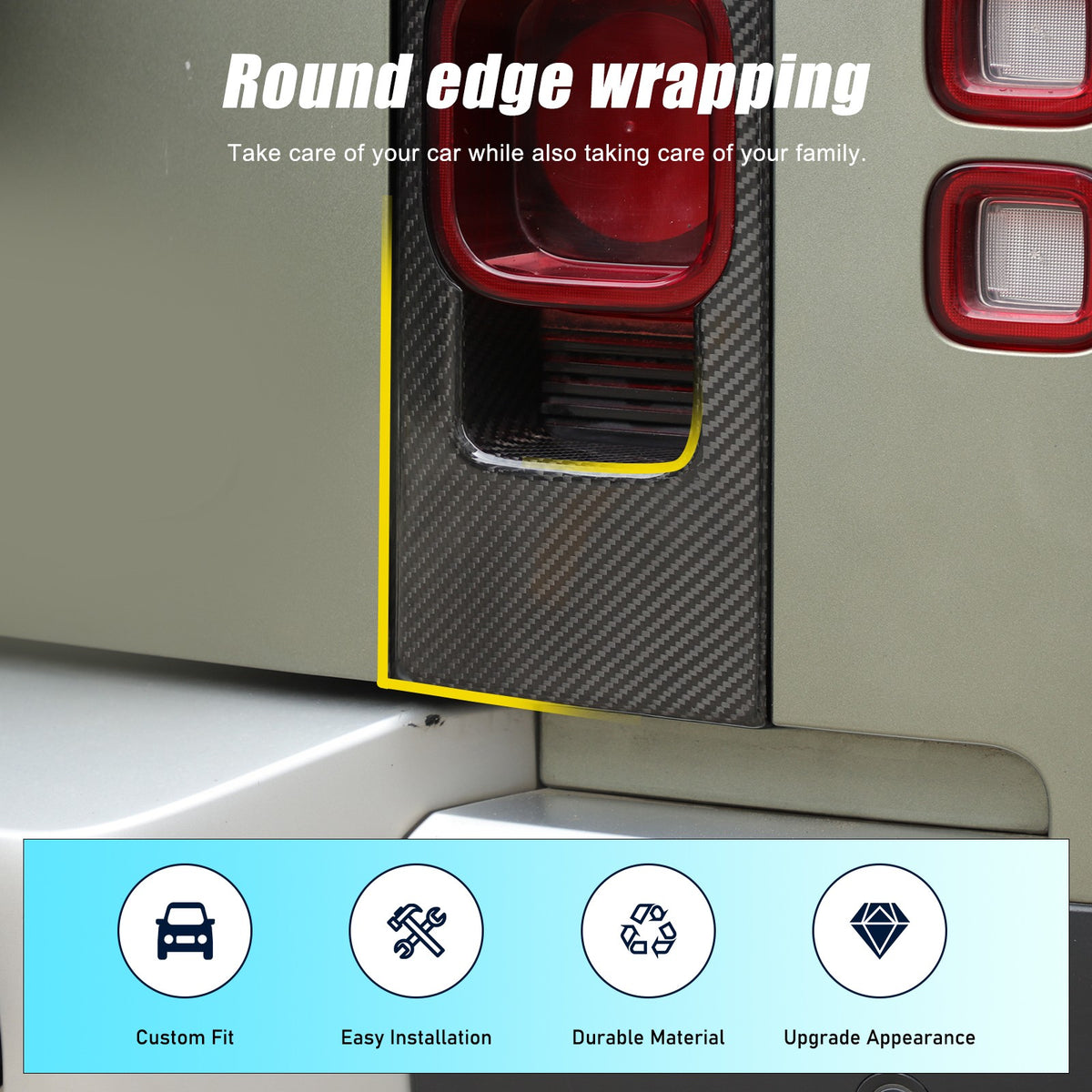 Real Carbon Fiber Rear Tail Light Panel Trim For Land Rover Defender L663 20-25 12