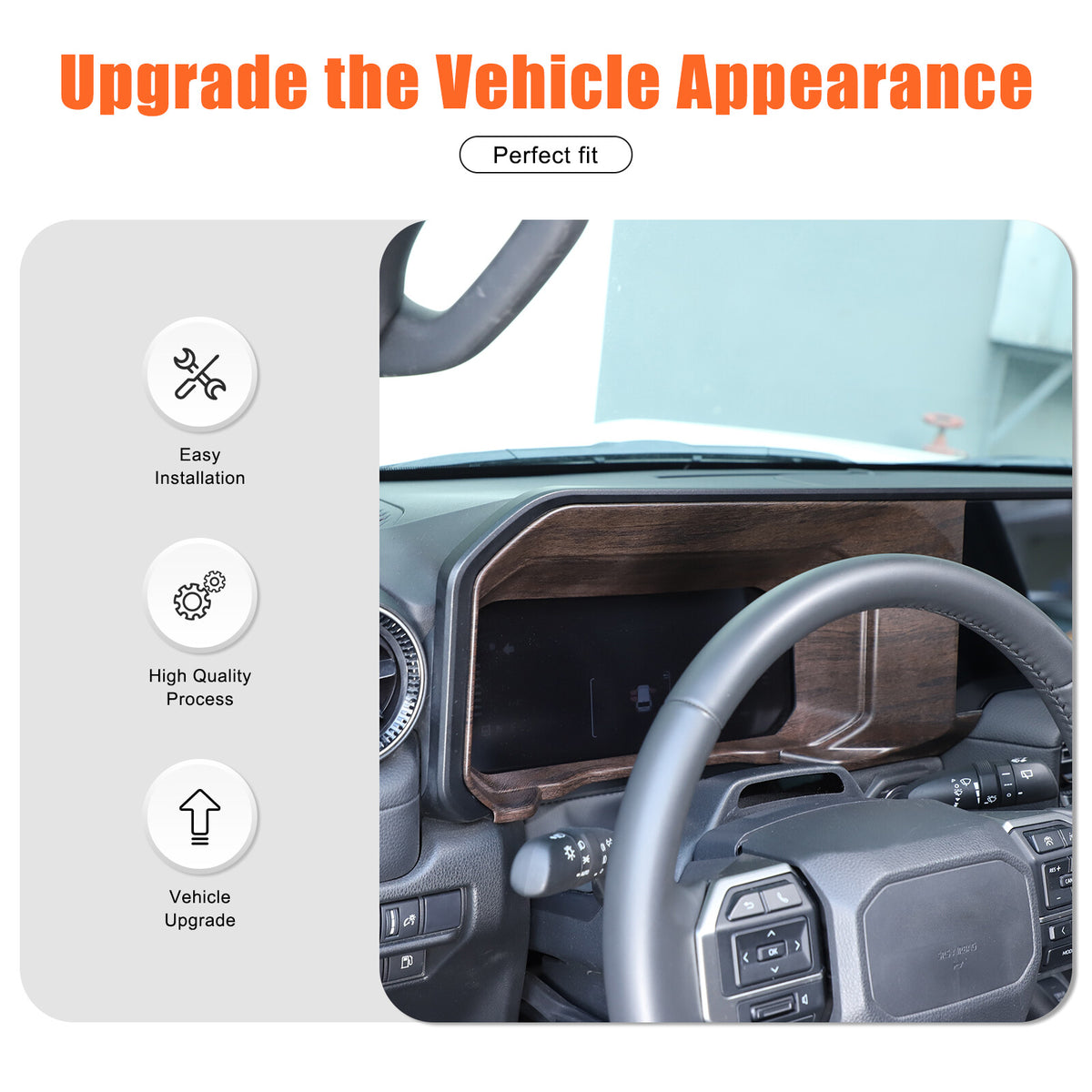 Wood Grain Dashboard Instrument Trim For Toyota Land Cruiser Prado LC250 24+ 17