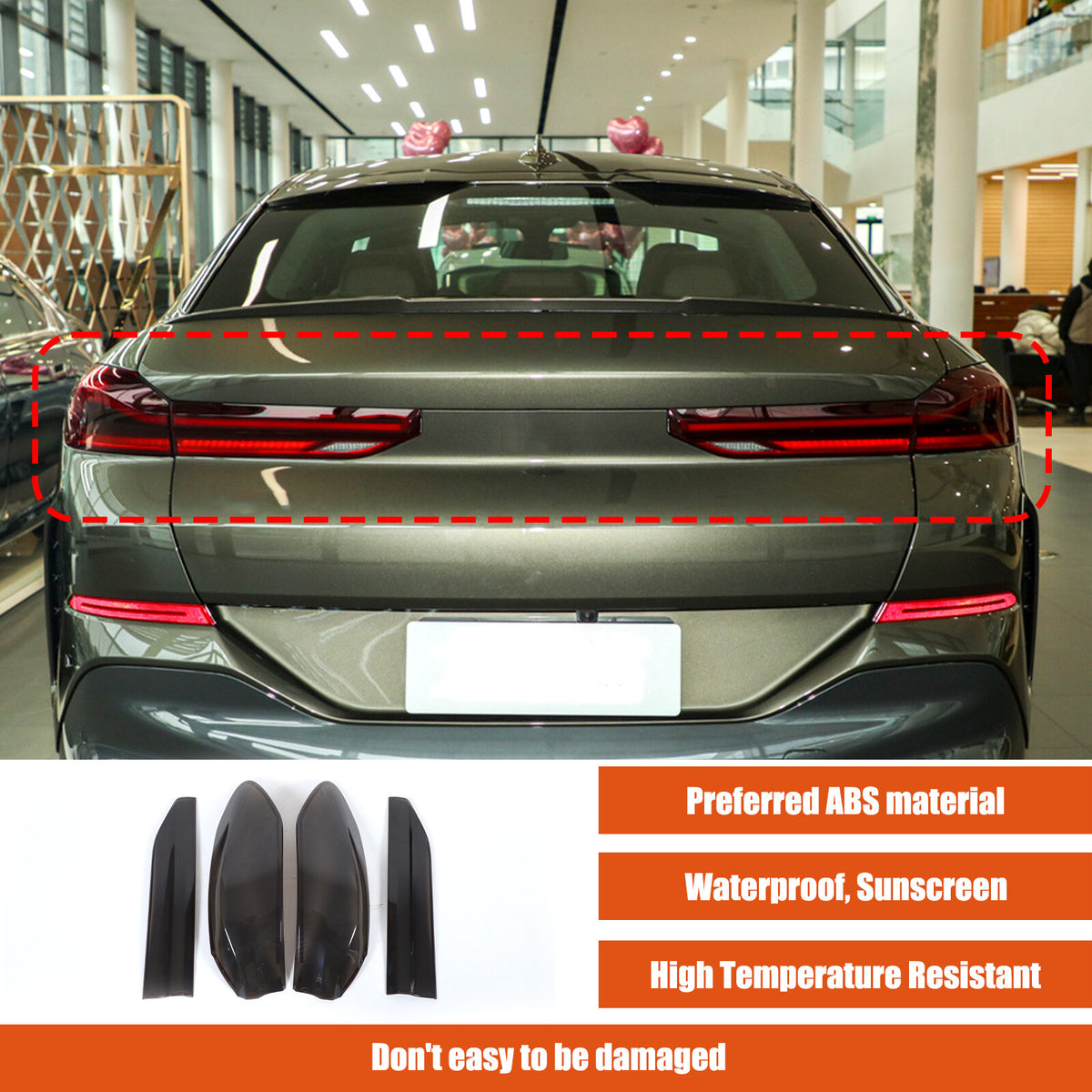 Smoked Rear Tail Light Guard Decor Cover Trim Bezels For BMW X6 G06 2020-2026 22