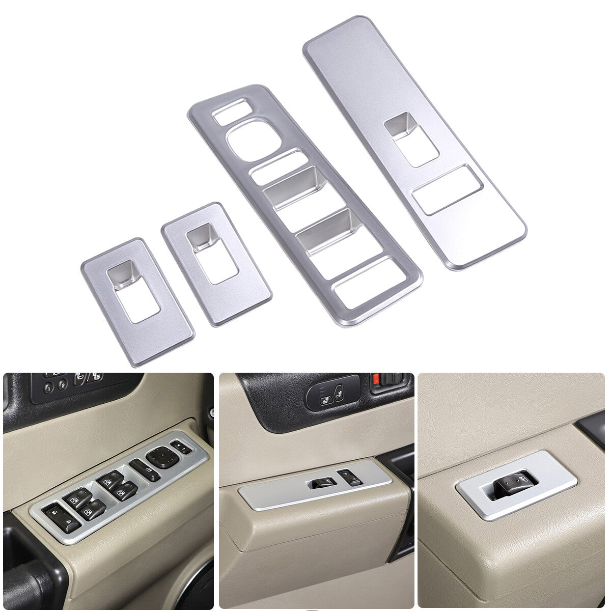 ABS Silver Window Lift Panel Switch Cover Trim For Hummer H2 03-07 1