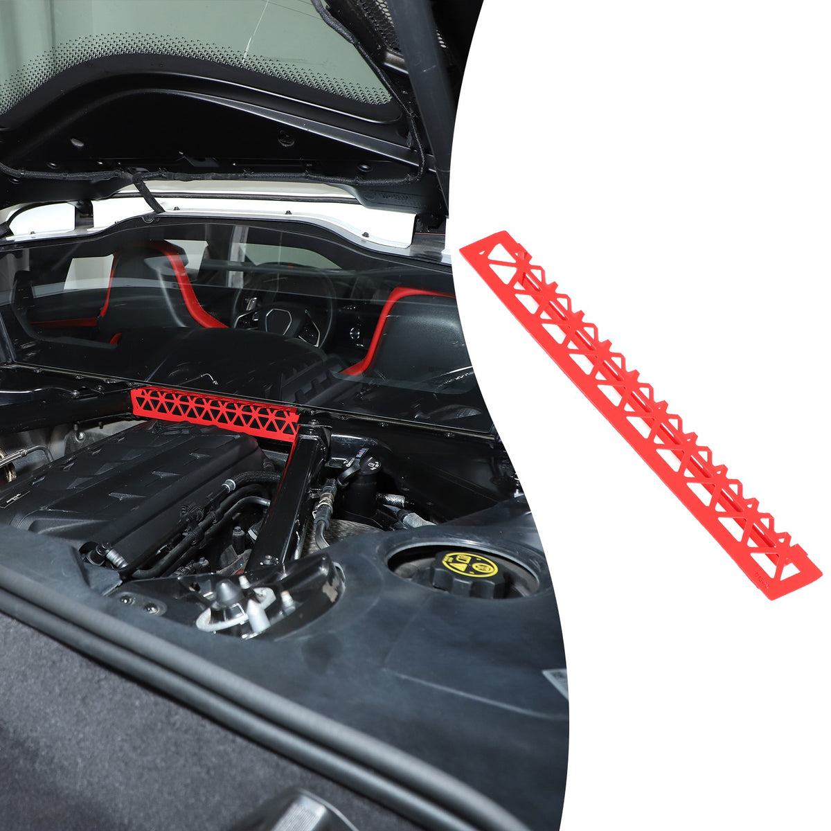 Red Aluminum Engine Bay Strut Bar Connecting Trim Cover For Corvette C8 2020+ 23