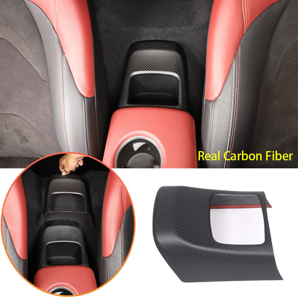 Matte Carbon Fiber Rear Storage Box Panel Cover Trim For Toyota Supra A90 19-24 1