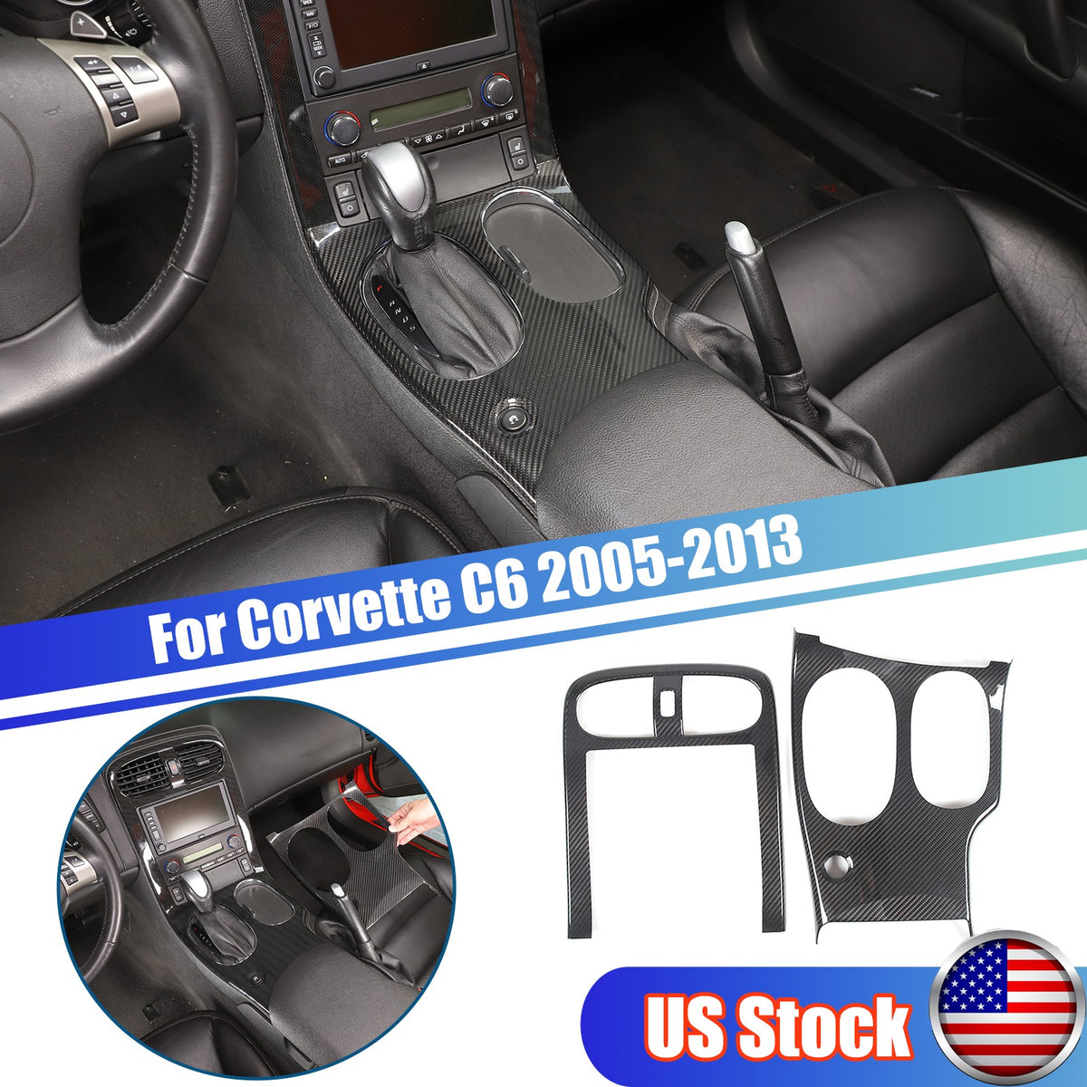 Real Carbon Fiber Interior Center Console trim For Corvette C6 2005-2013 73