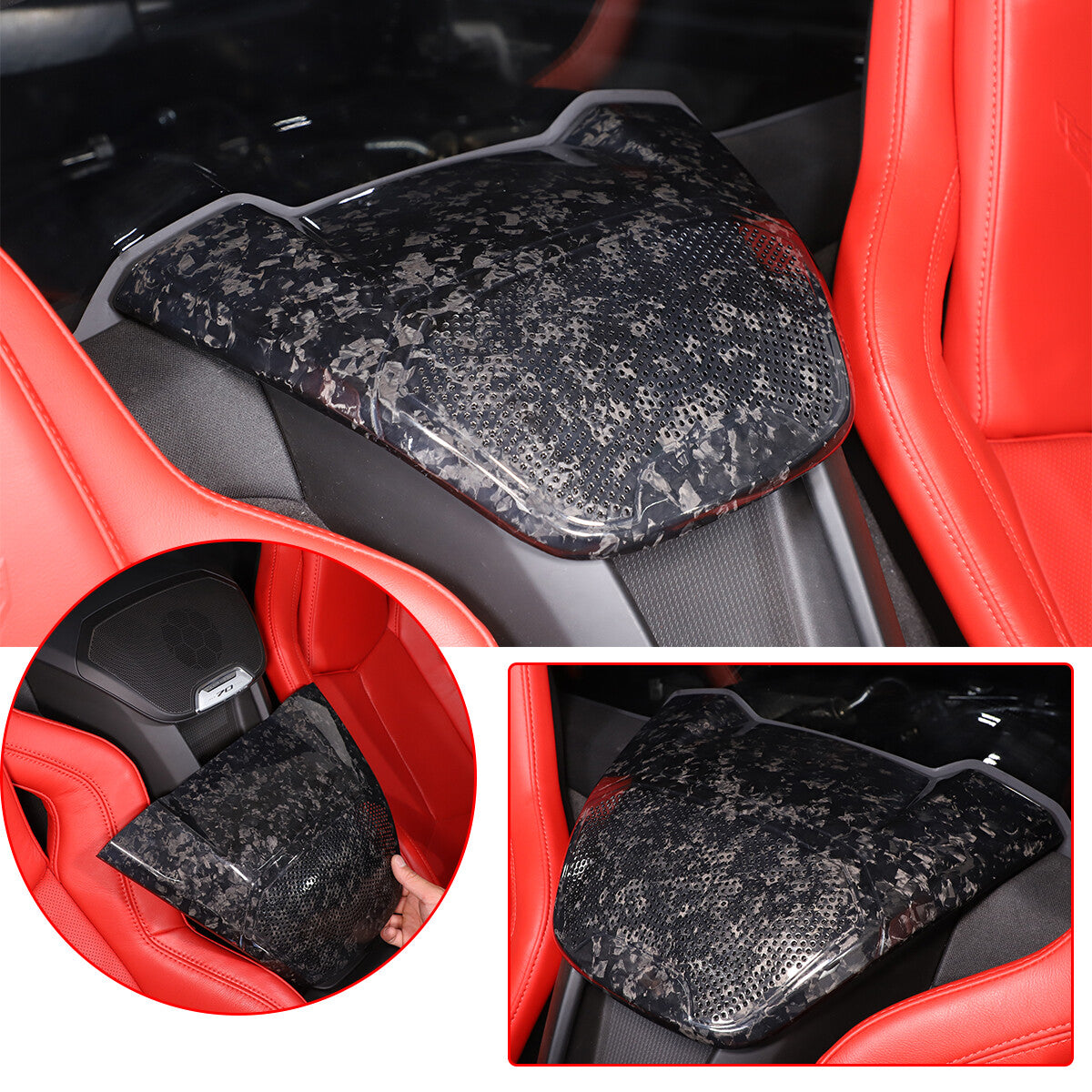 Forged Carbon Rear Speaker Cover Trim For Corvette C8 Coupe Z06 Z51 1LT 2020-26 1