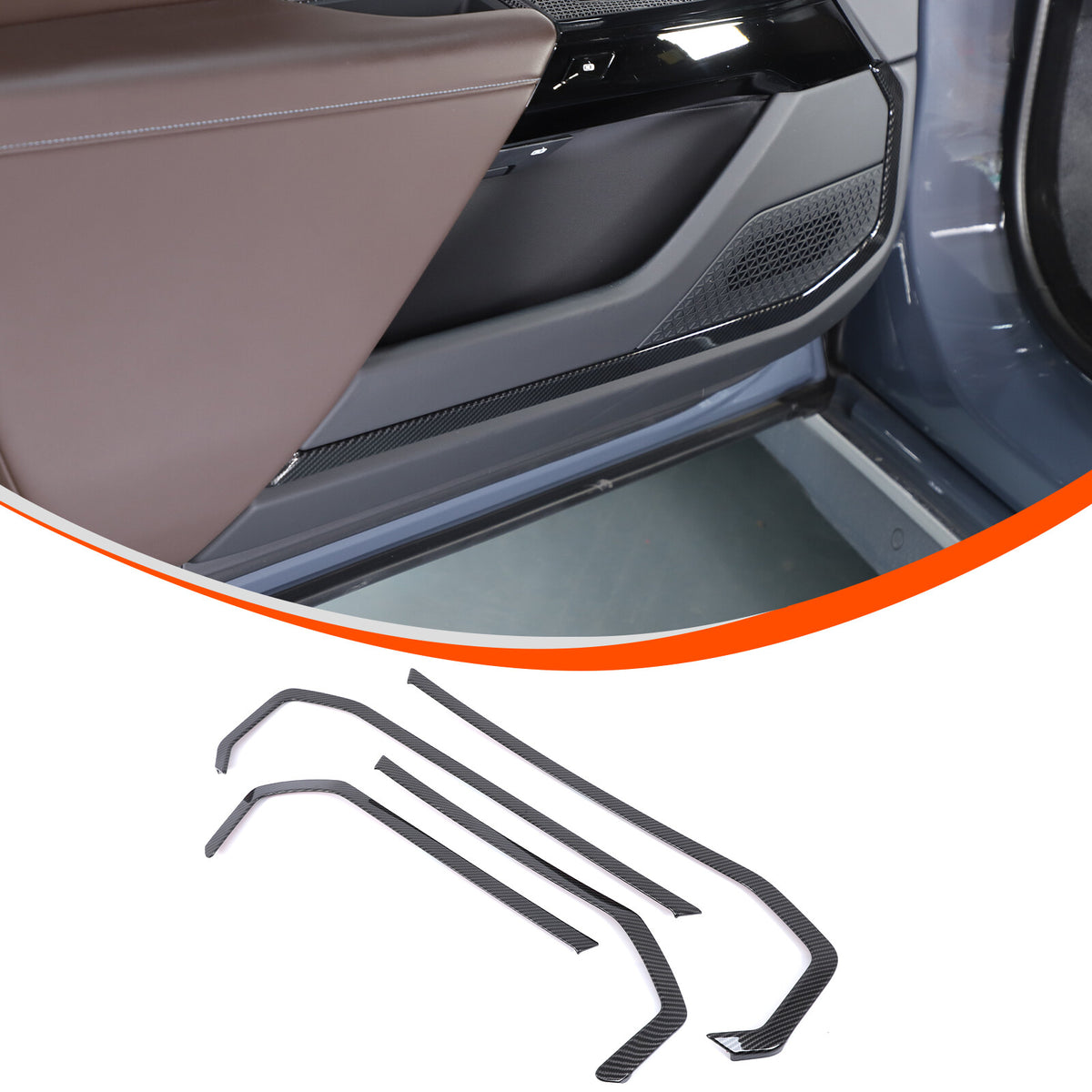 ABS Carbon Fiber Inner door Armrest panel Trim Cover For BMW 7 Series G70 23-25 2