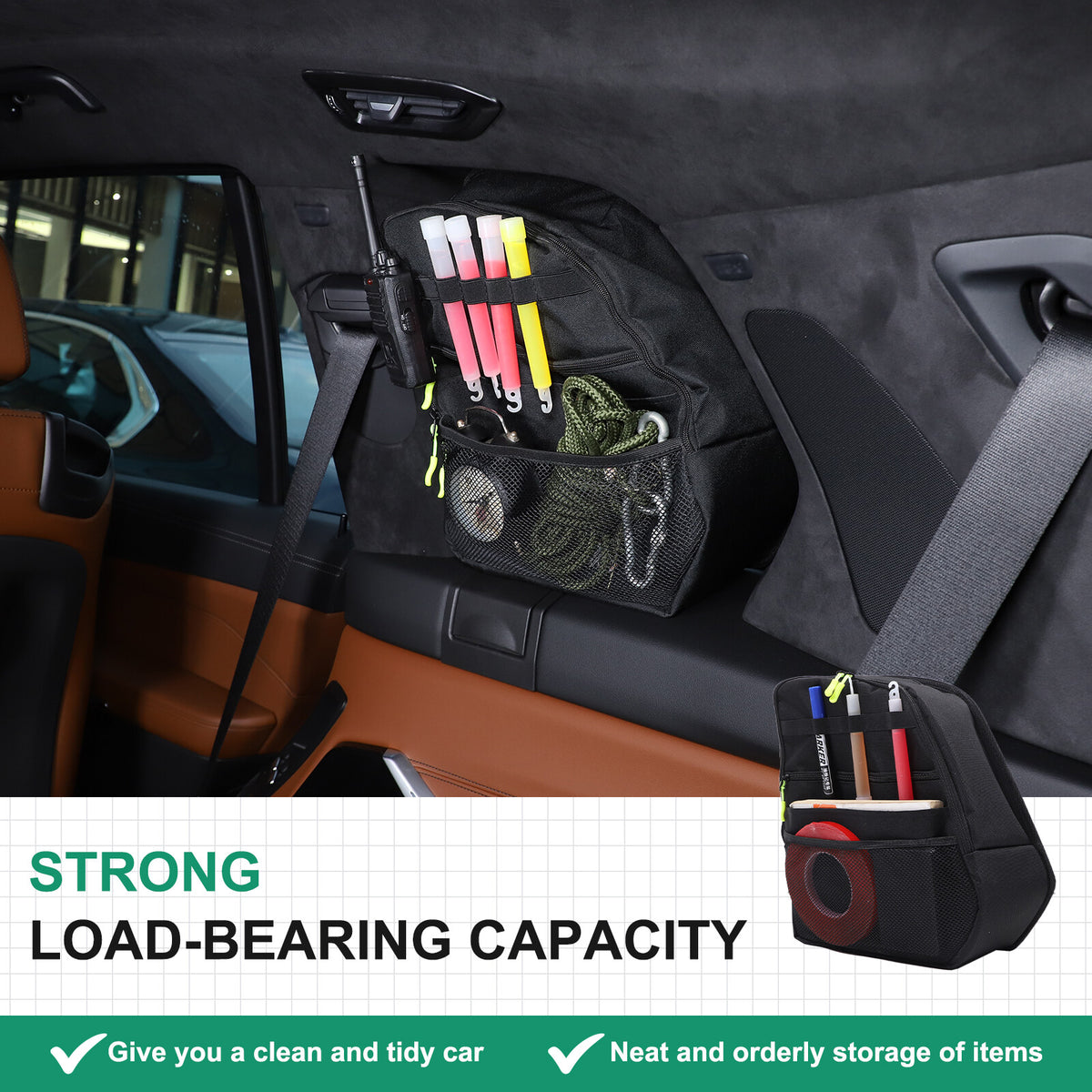 Black Rear Trunk Side Storage Bag Pockets Organizer For BMW X7 G07 2019-23 7