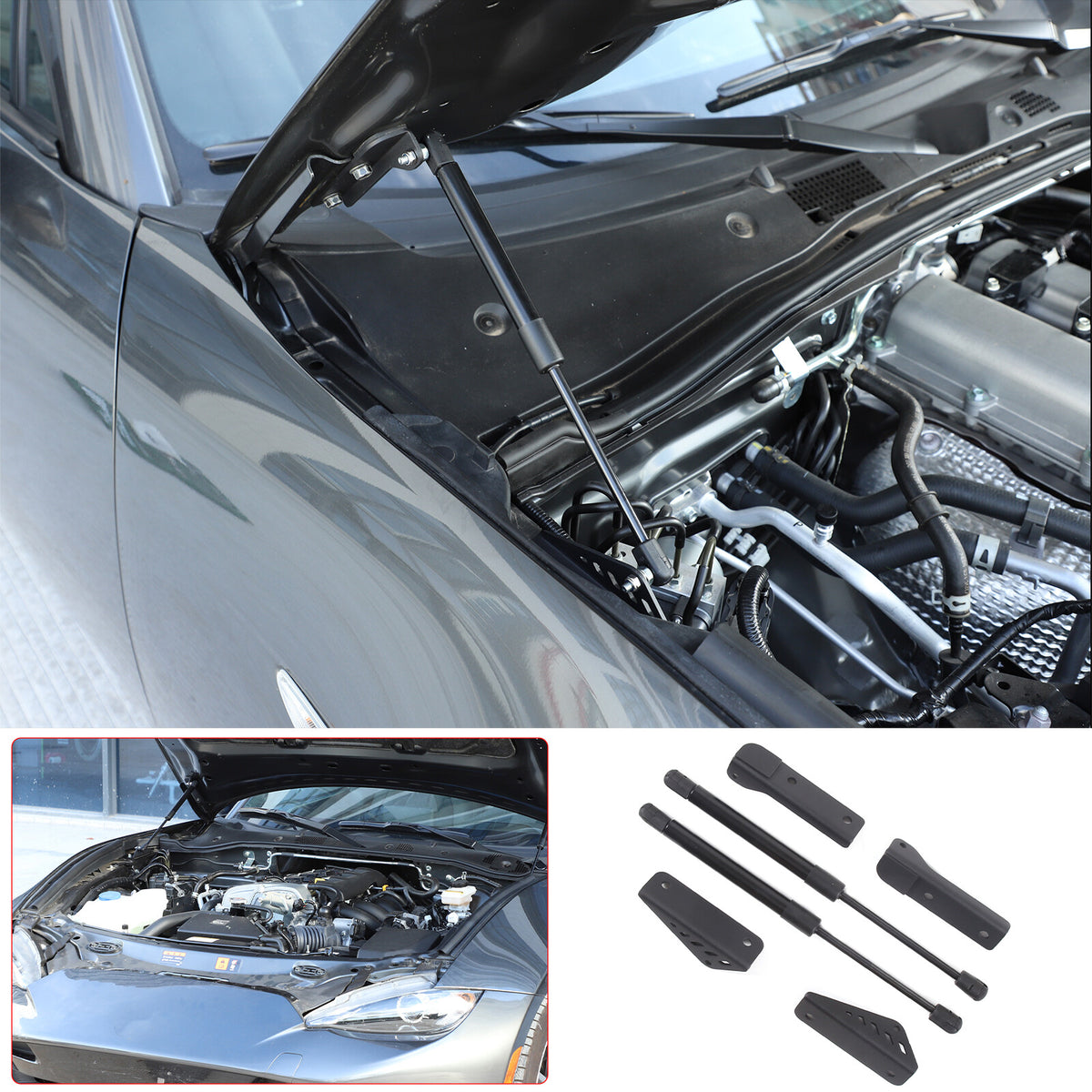 Front Hood Lift Support Bonnet Lid Shock Struts For Mazda MX-5 Miata 2016-23 7
