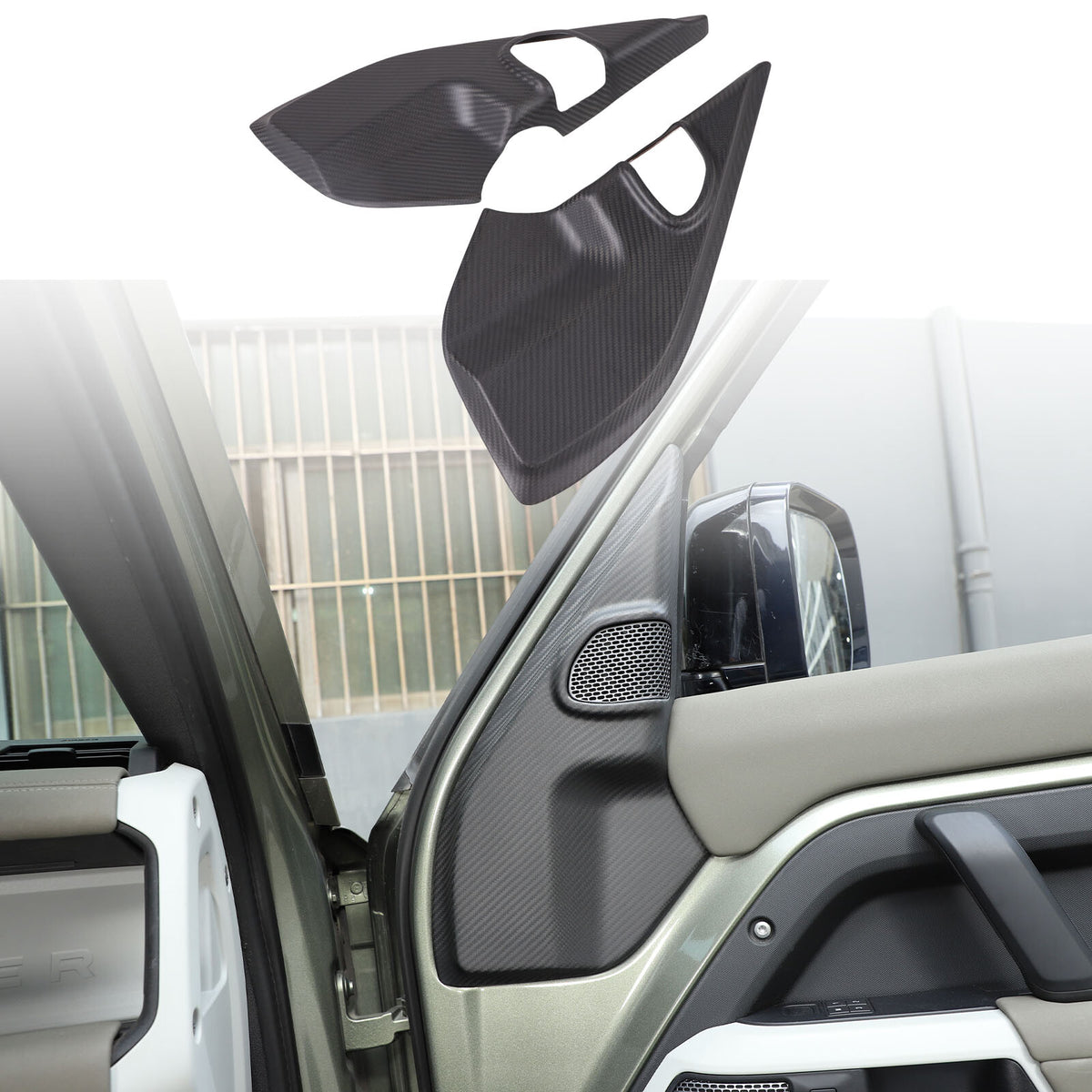 Matte Real Carbon Fiber A pillar Door Speaker Trim Cover For LR Defender 20-24 16