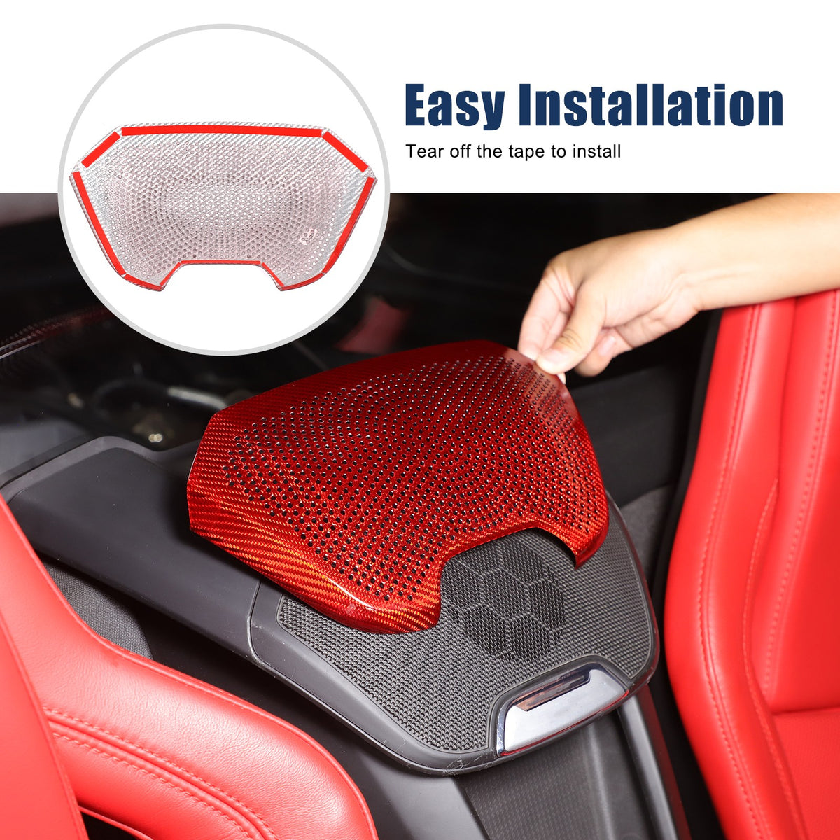 Red Real Carbon Fiber Rear Speaker Grille Trim For Corvette C8 1LT/2LT 2020+ 6