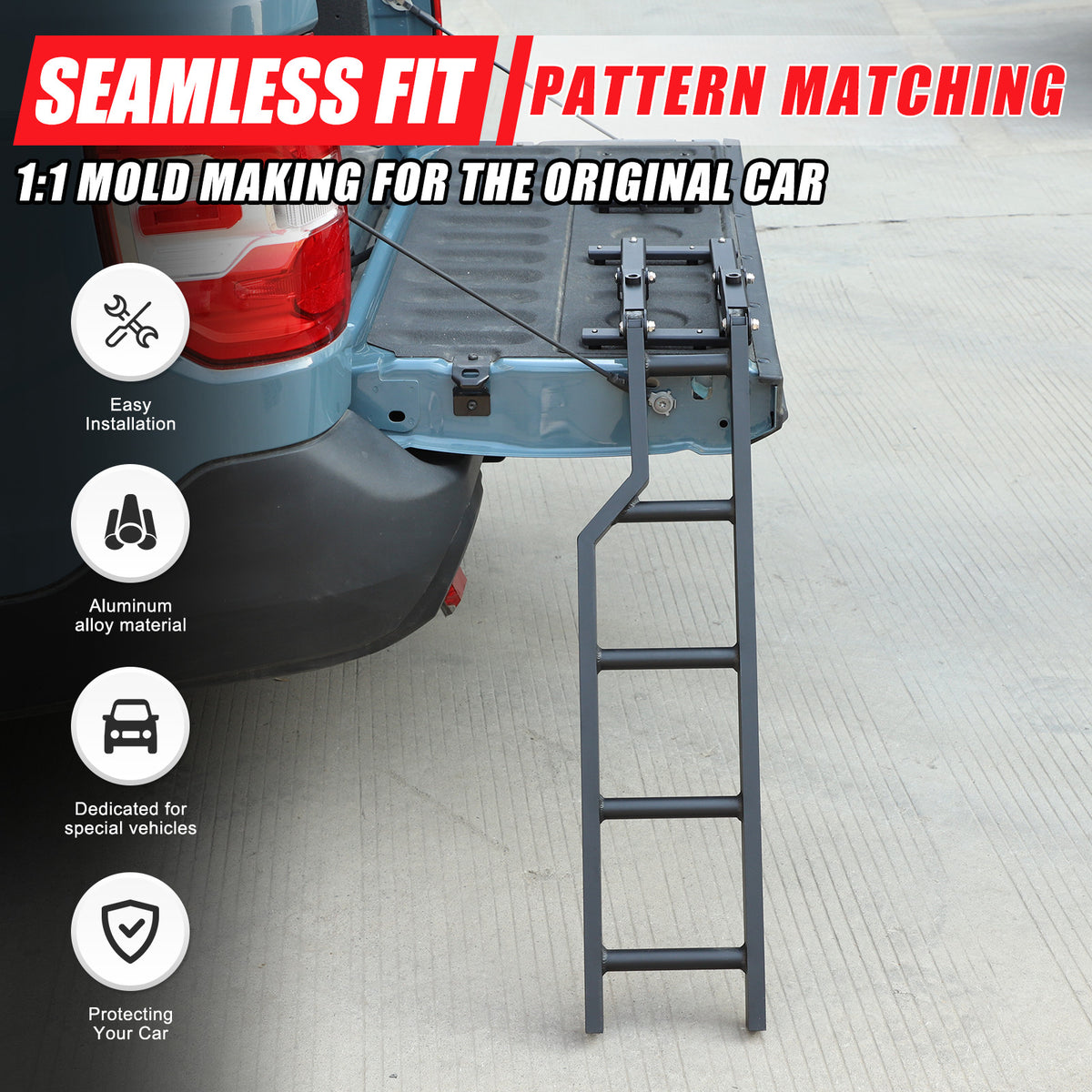 Pickup Truck Tailgate Ladder Foot Step Ladder For Ford Maverick 2022-2024 US 11