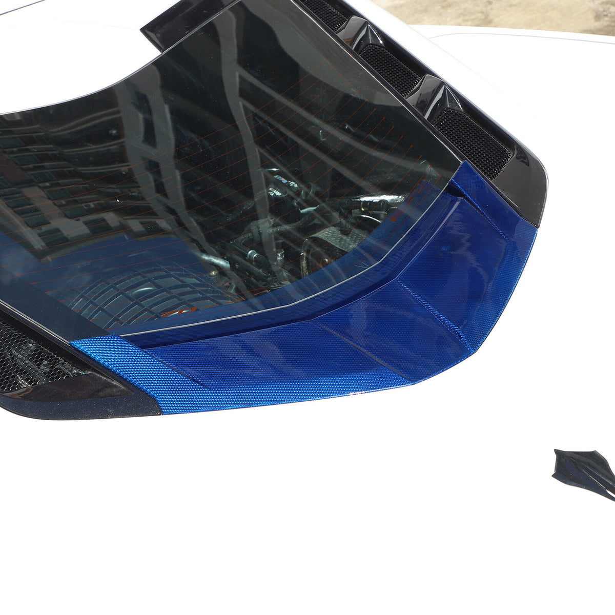 Blue Real Carbon Fiber Rear Window Lower Trim Cover For Corvette C8 Coupe 20-26 7