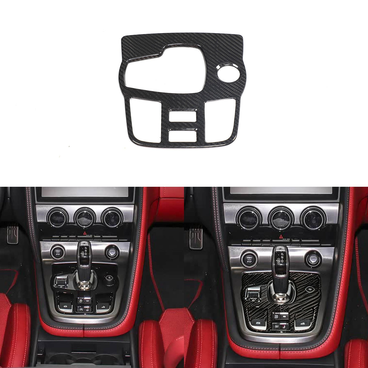 Real Carbon Fiber Center Gear Trim For Jaguar F‑TYPE Convertible X152 2013+ 9