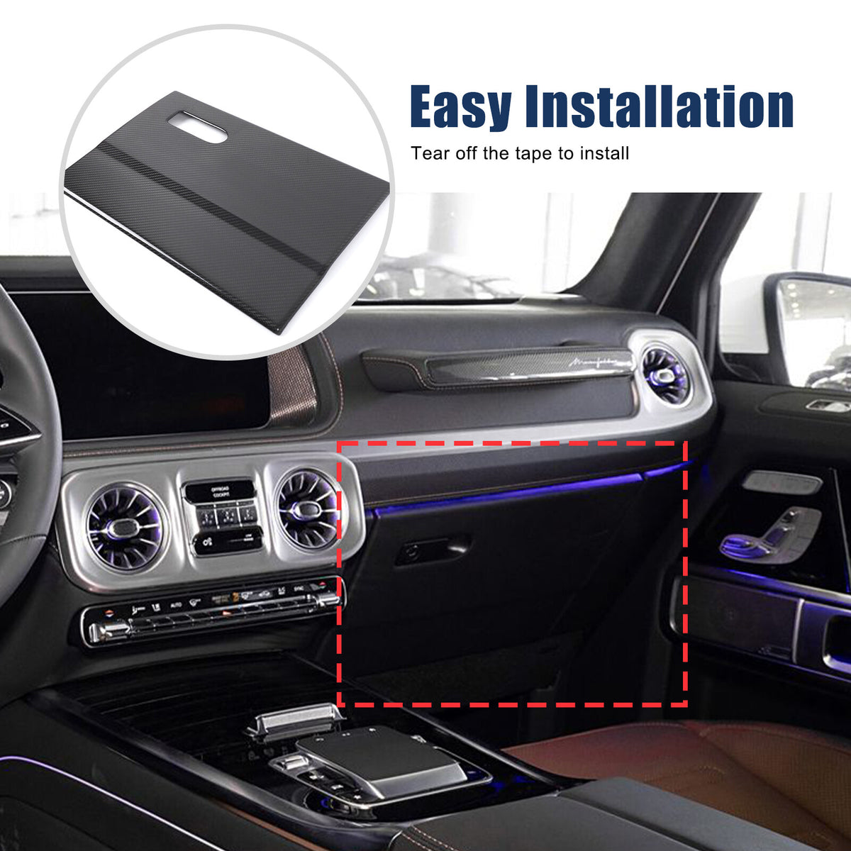 Real Carbon Fiber Glove Box Panel Cover Trim For Benz G-Class G500 W465 2025+ 1