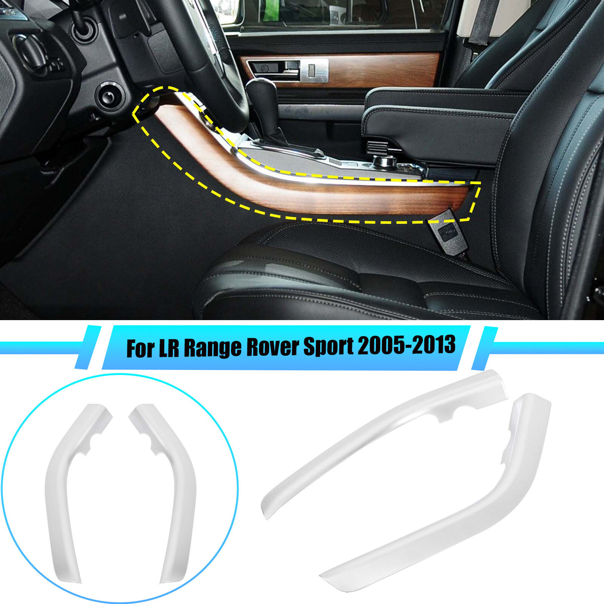 Silver Center Gear Shift Side Strip Trim For LR Range Rover Sport L320 2005-2013 1