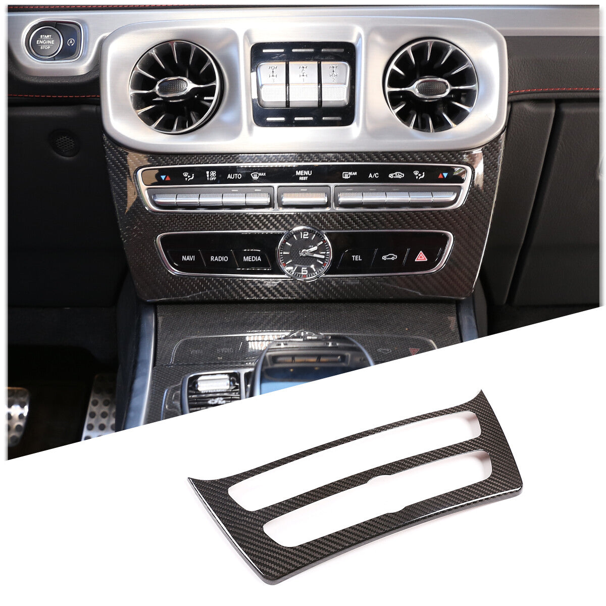 Carbon Fiber Center Console Mode Frame Trim Cover For Benz G Class W463 2019-20 6