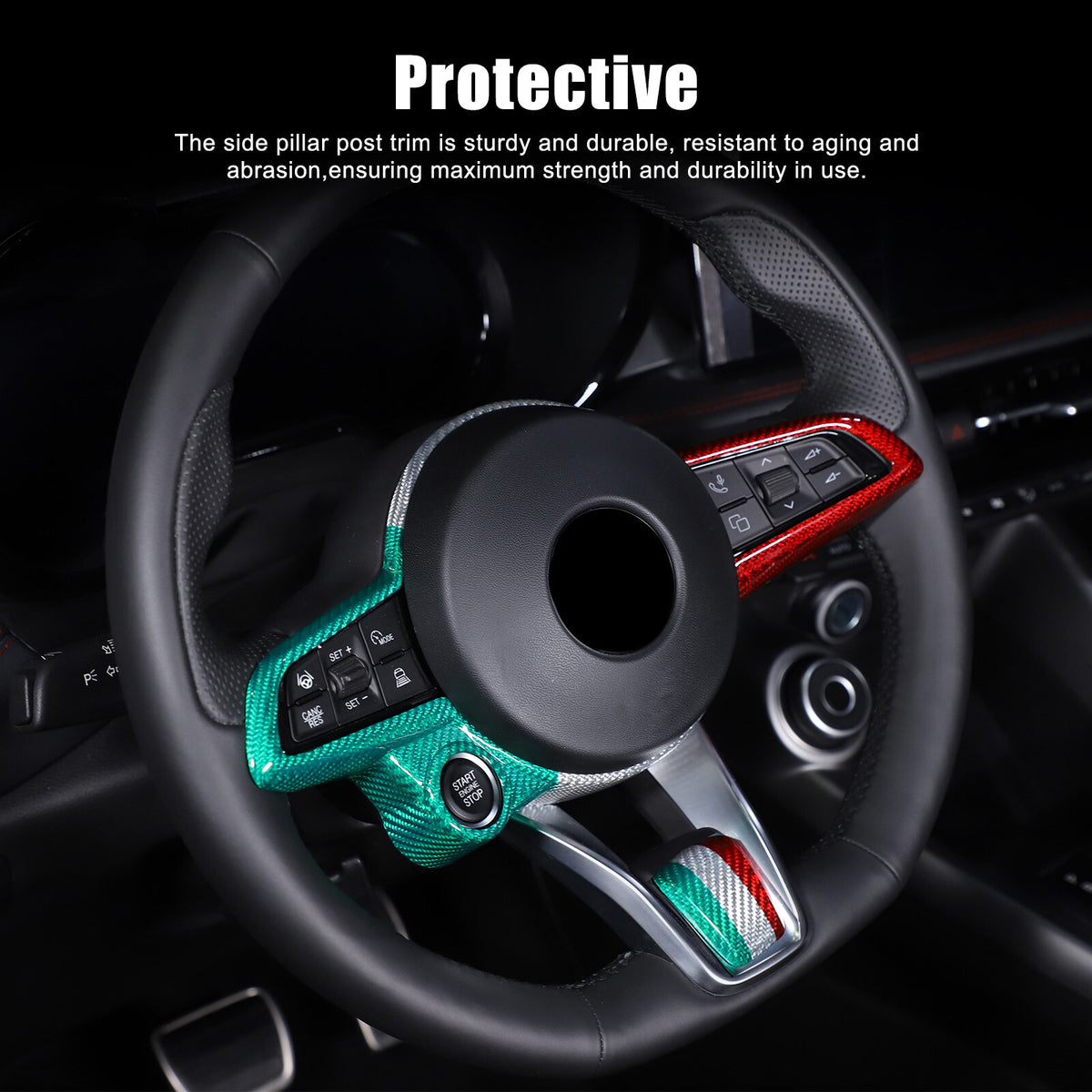 Carbon Fiber Steering Wheel Cover Trim Frame For Alfa Romeo Giulia/Stelvio 2020 2