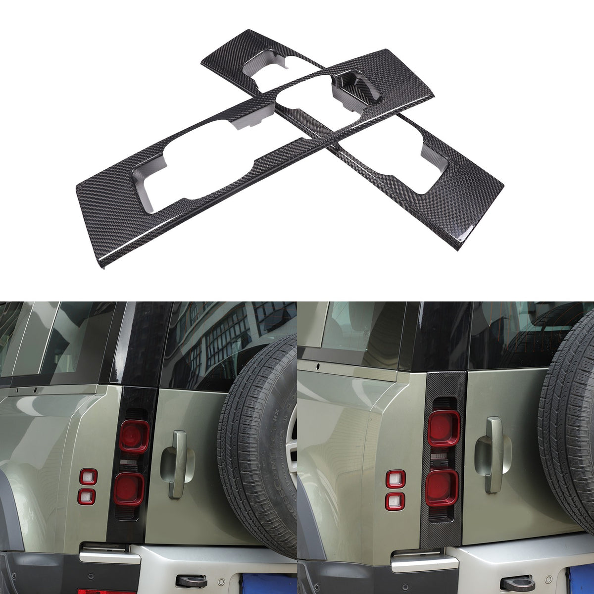 Real Carbon Fiber Rear Tail Light Panel Trim For Land Rover Defender L663 20-25 20