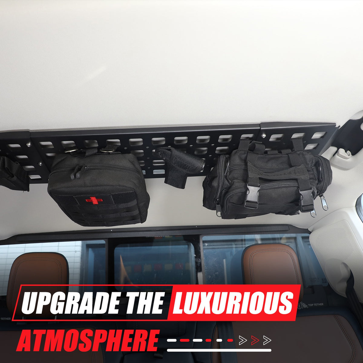 Aluminum Alloy Rear Roof Hanging Bag Rack Molle Panel For Ford Maverick 2022+ 19