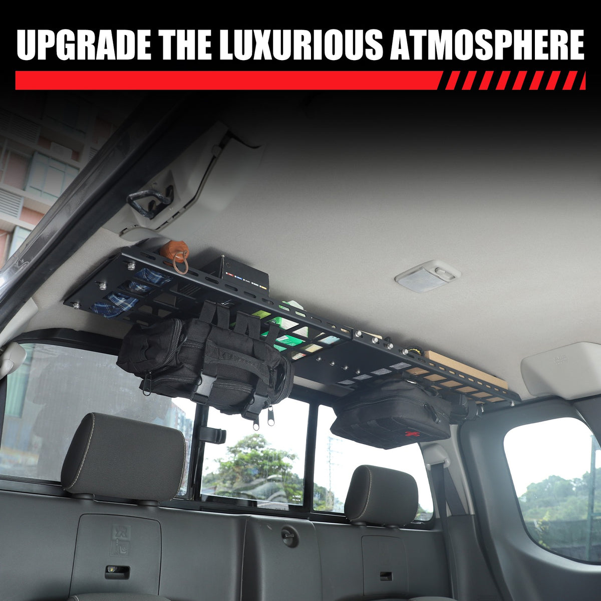 Aluminum Rear Roof Hanging Rack Molle Panel For Nissan Frontier King Cab 2009-17 16