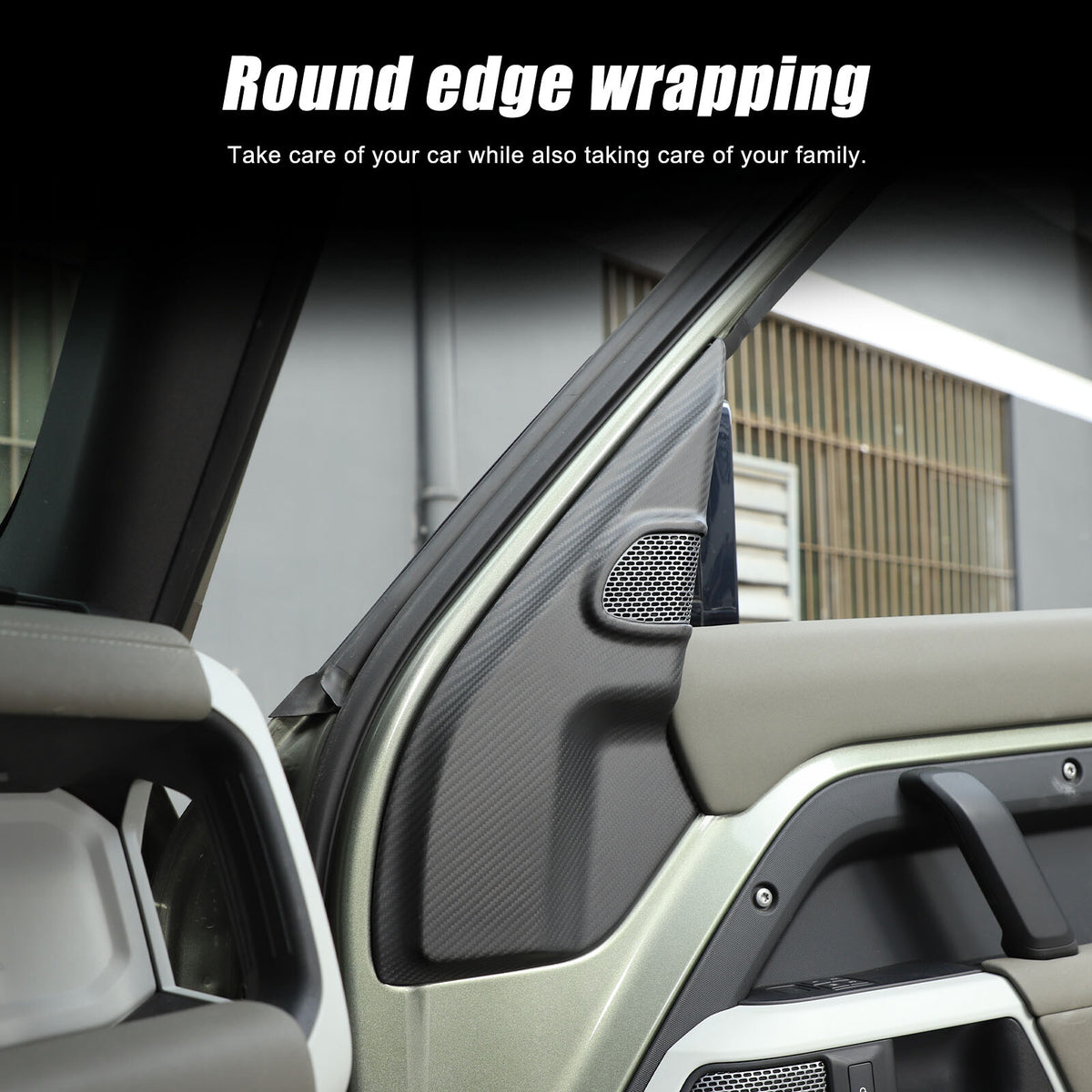 Matte Real Carbon Fiber A pillar Door Speaker Trim Cover For LR Defender 20-24 9