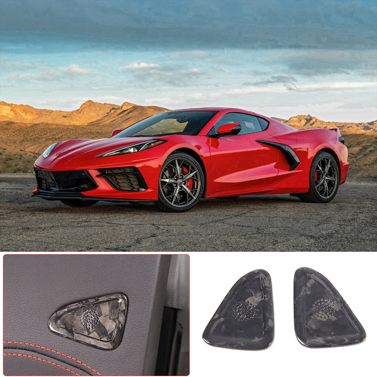 Forged Carbon Fiber Door A/C Vent Panel Trim Cover Fit For Corvette C8 20-26 17