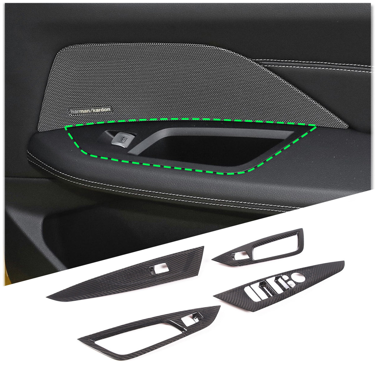 Real Carbon Fiber Window Lift Trim Cover For BMW 4 Series G26 Gran Coupe 22-24 7