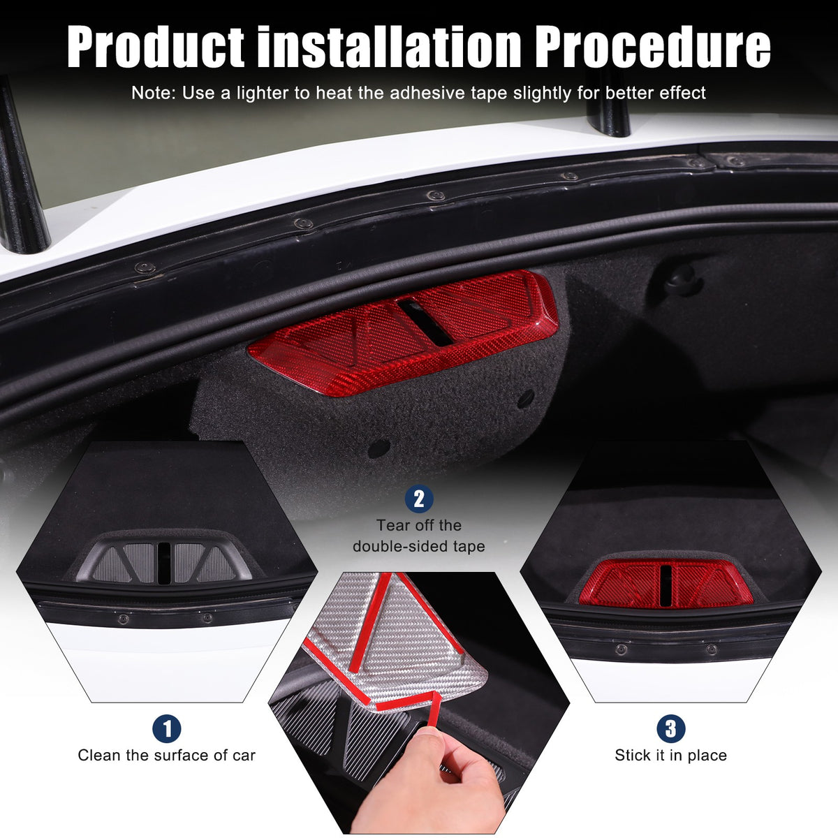 Red Real Carbon Fiber Trunk Latch Base Cover Trim For Corvette C8 2020+ 24
