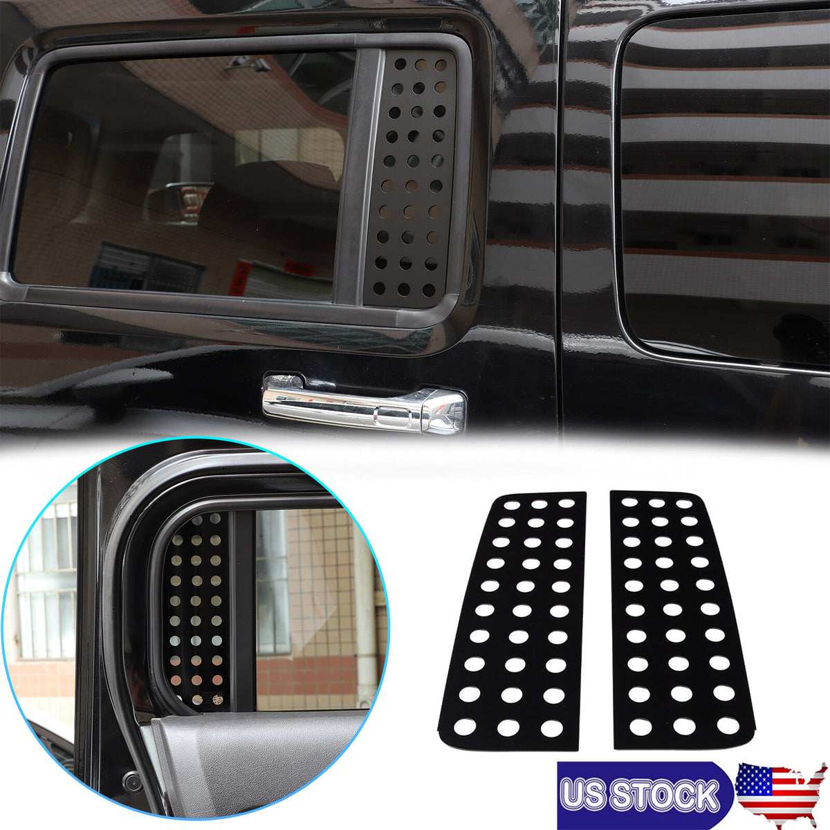 2X Black Window B pillar Post Protector Cover Trim For Hummer H3 2005-2009 US 1