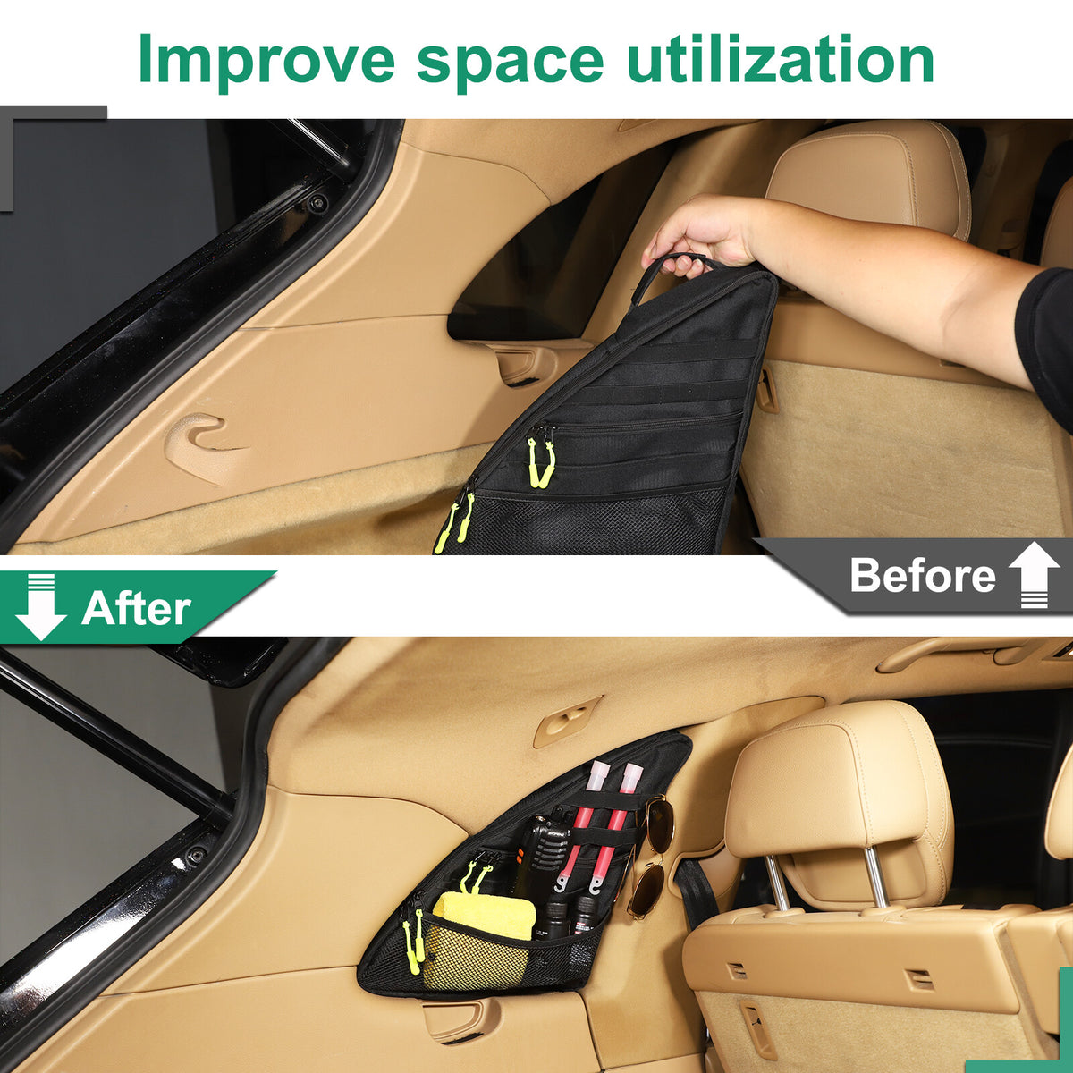 Rear Trunk Left Side Storage Bag Organizer For Porsche Cayenne 958 2011-2017 20