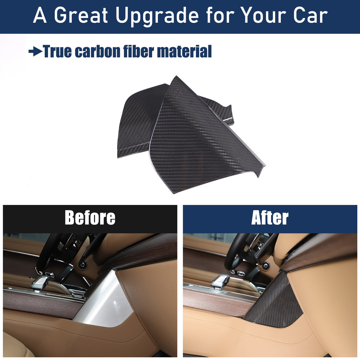 Real Carbon Fiber Center Console Knee Panel Trim For LR Range Rover Vogue 2023+ 22