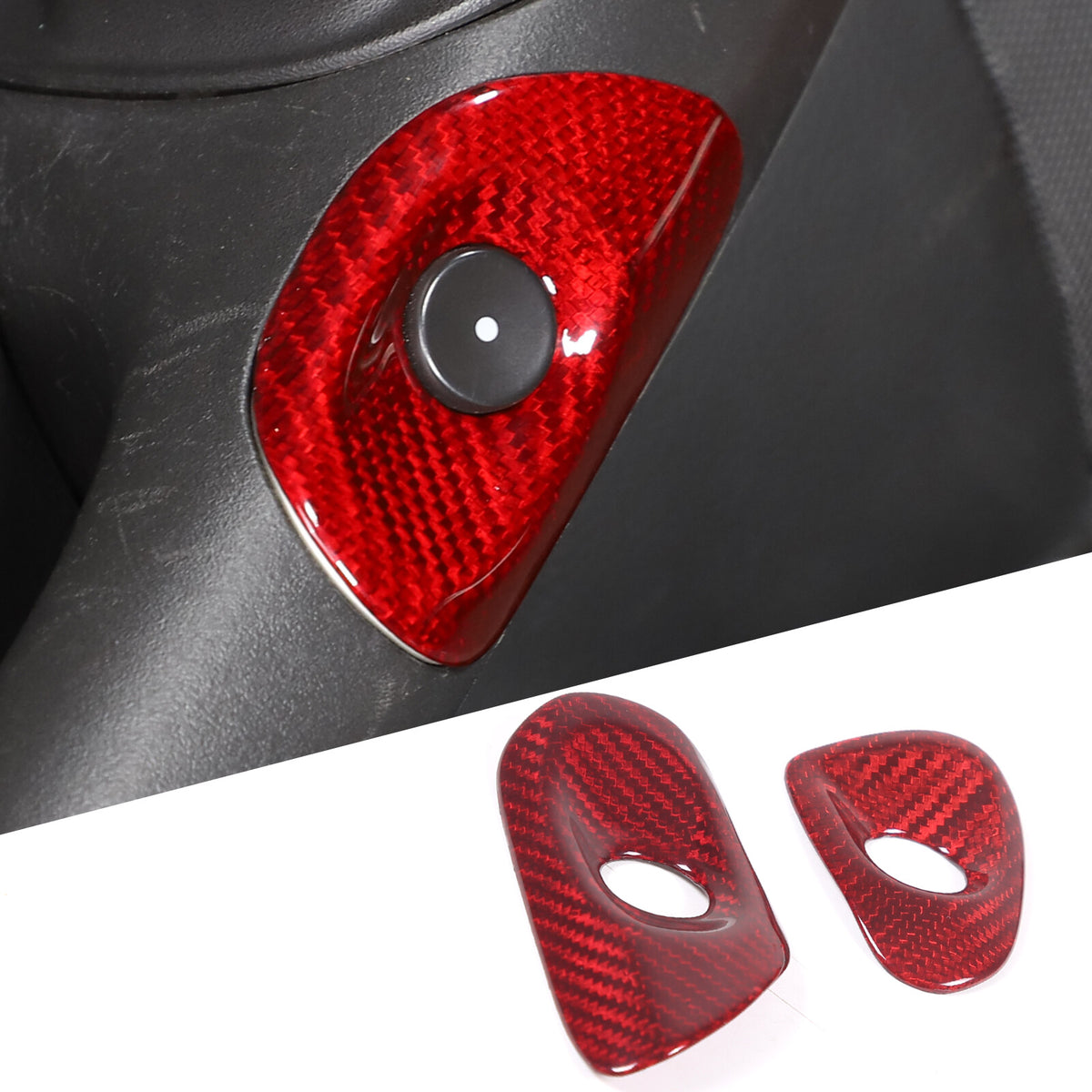 Red Carbon Fiber Interior Door Switch Button Trim Cover For Corvette C6 2005-13 2