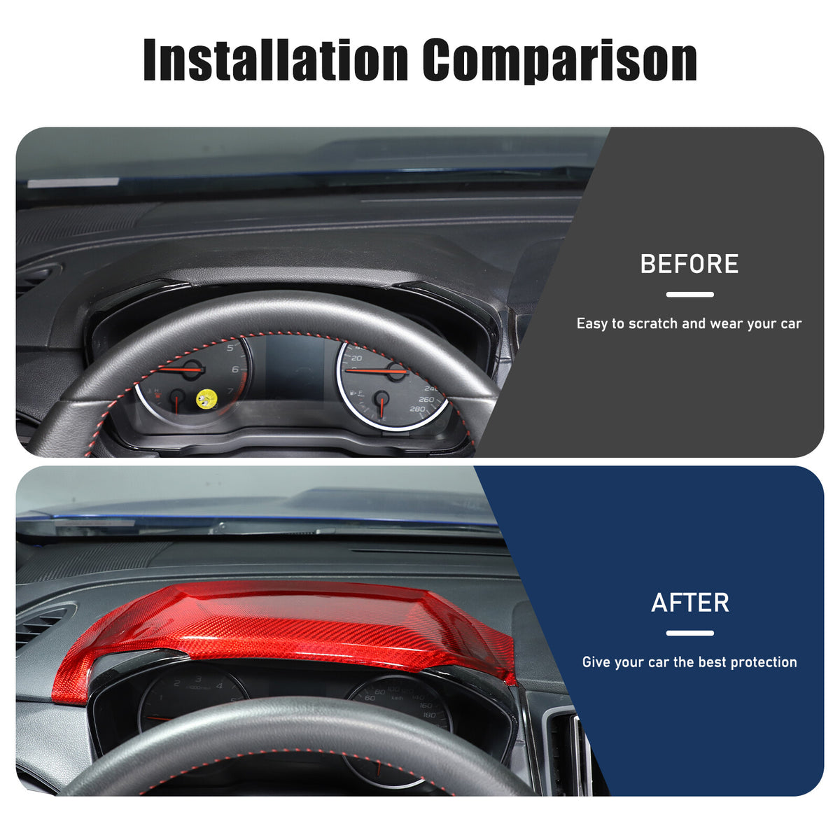 Red Real Carbon Fiber Dashboard Instrument Upper Trim For Subaru WRX VB 2022+ 5