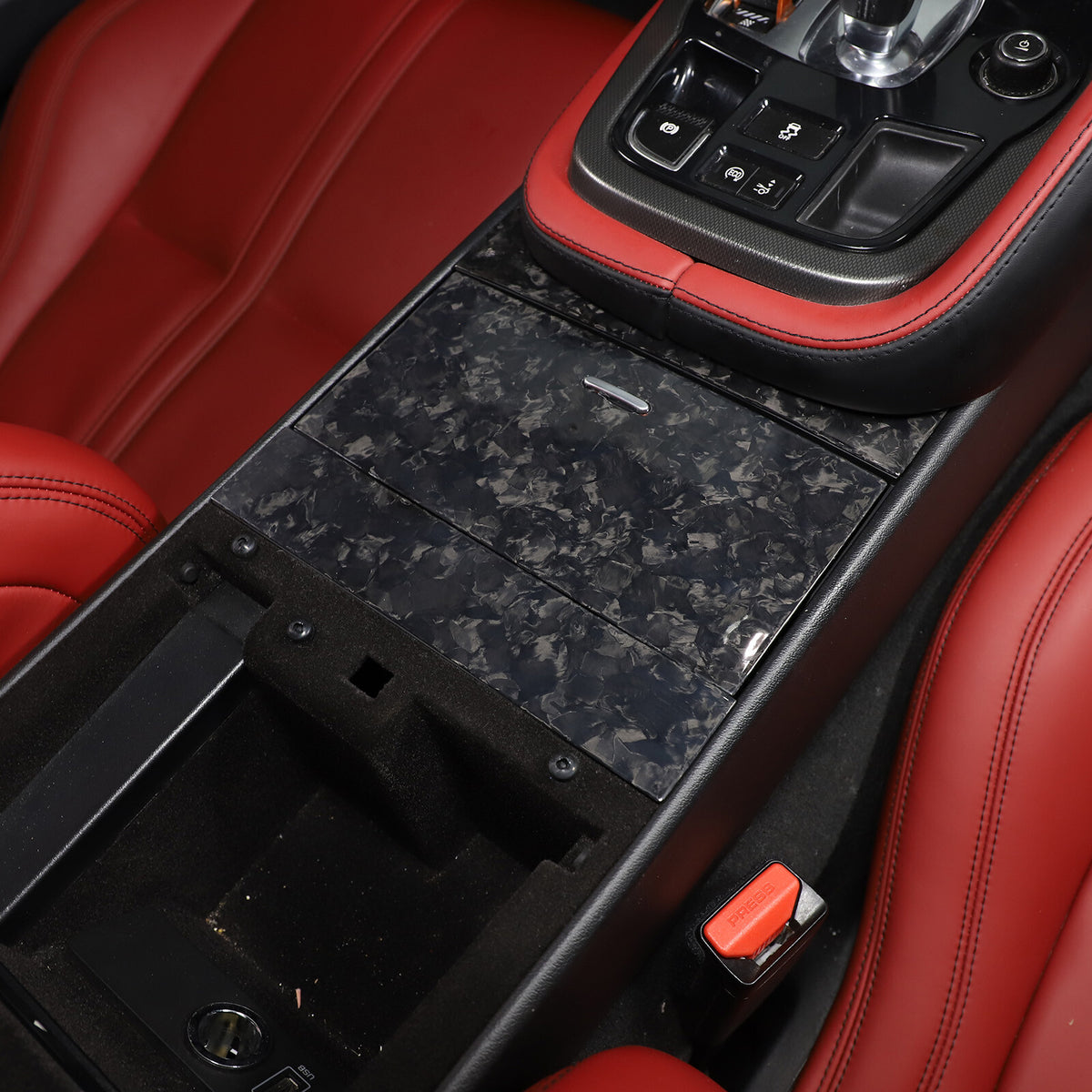 Forged Carbon Fiber Center Cup Holder Panel Trim For Jaguar F-TYPE 2013-2024 9