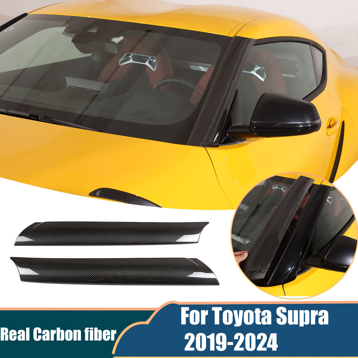 Car Exterior A-Pillar Trim Door Cover Window Post for Toyota Supra A8 2019-24 1