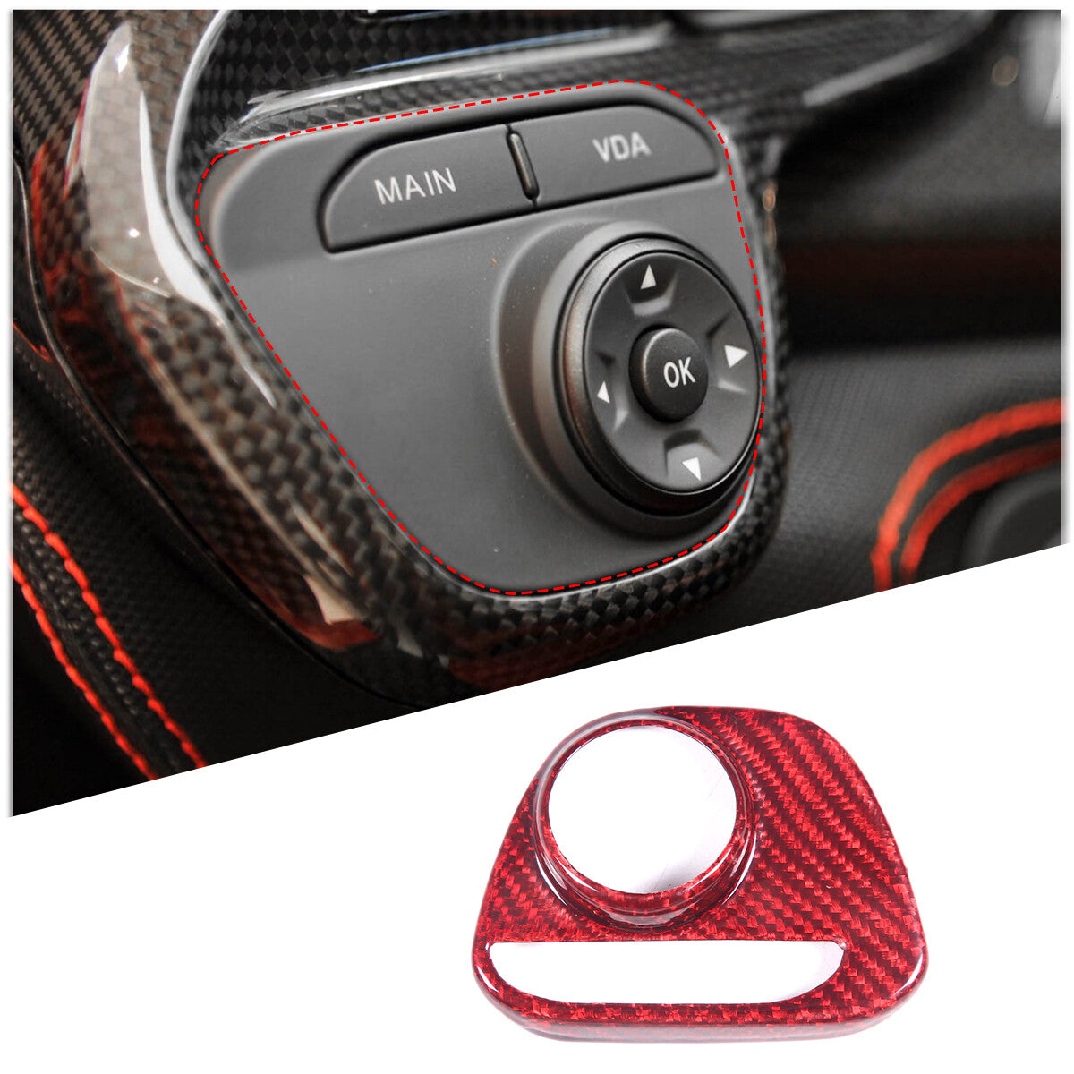 Red Real Carbon Fiber Center Interior Set Cover Trim Kit For Ferrari 458 2011-16 14