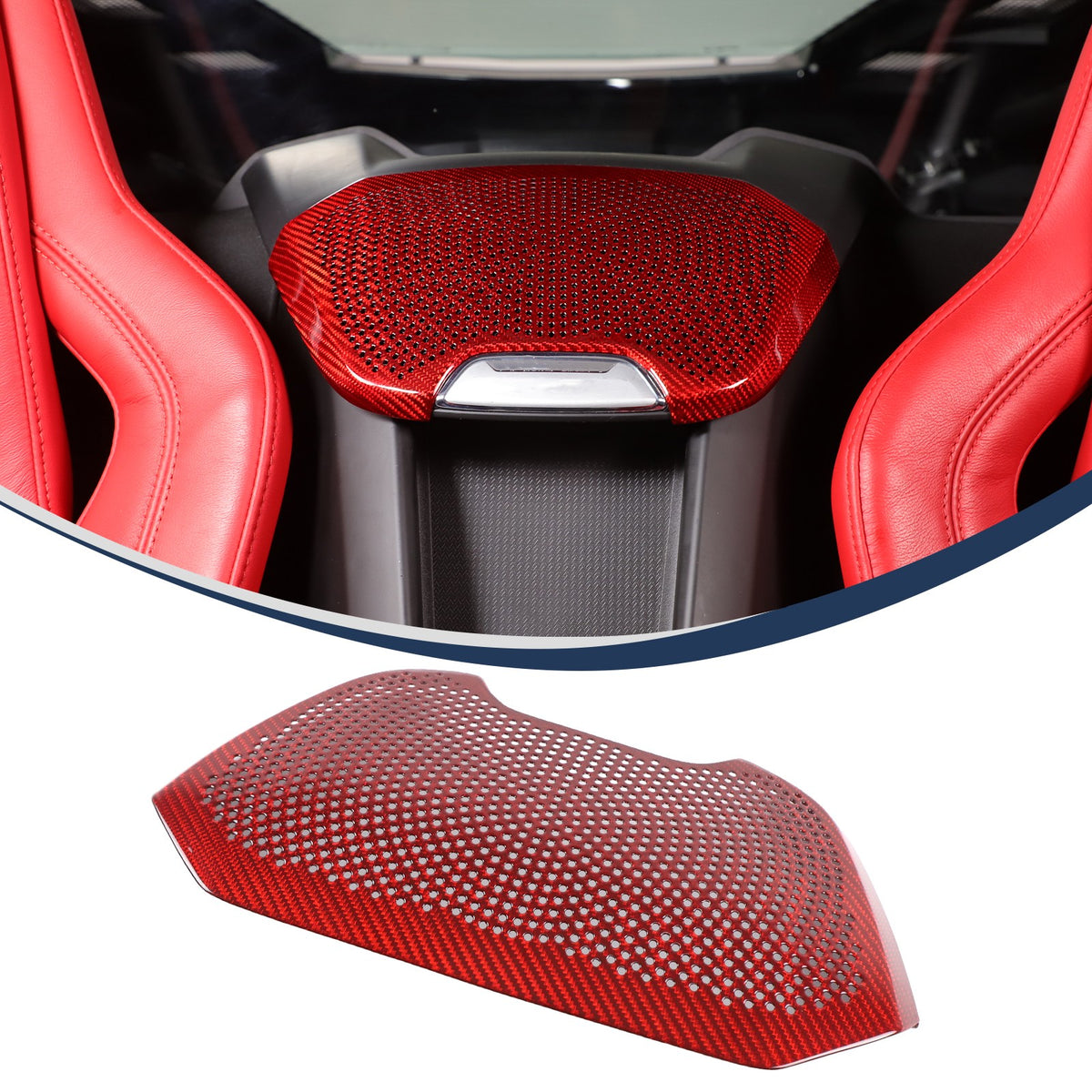 Red Real Carbon Fiber Rear Speaker Grille Trim For Corvette C8 1LT/2LT 2020+ 3