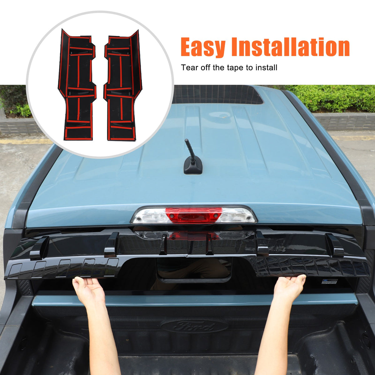 Glossy Piano Black ABS Rear Roof Spoiler Trim For Ford Maverick 2022+ US 15