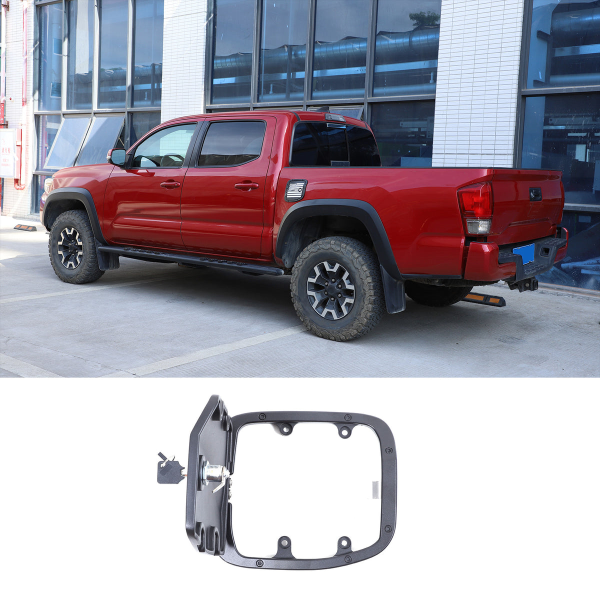 US Flag Lock Key Aluminum Gas Fuel Tank Door Cover For Toyota Tacoma 2016-23 US 18