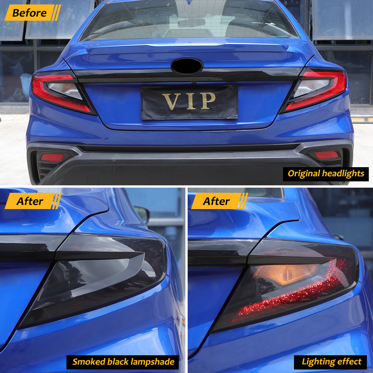 Smoked Tail Light Cover Rear Light Guards Trim Set For Subaru WRX 2022-2024 22