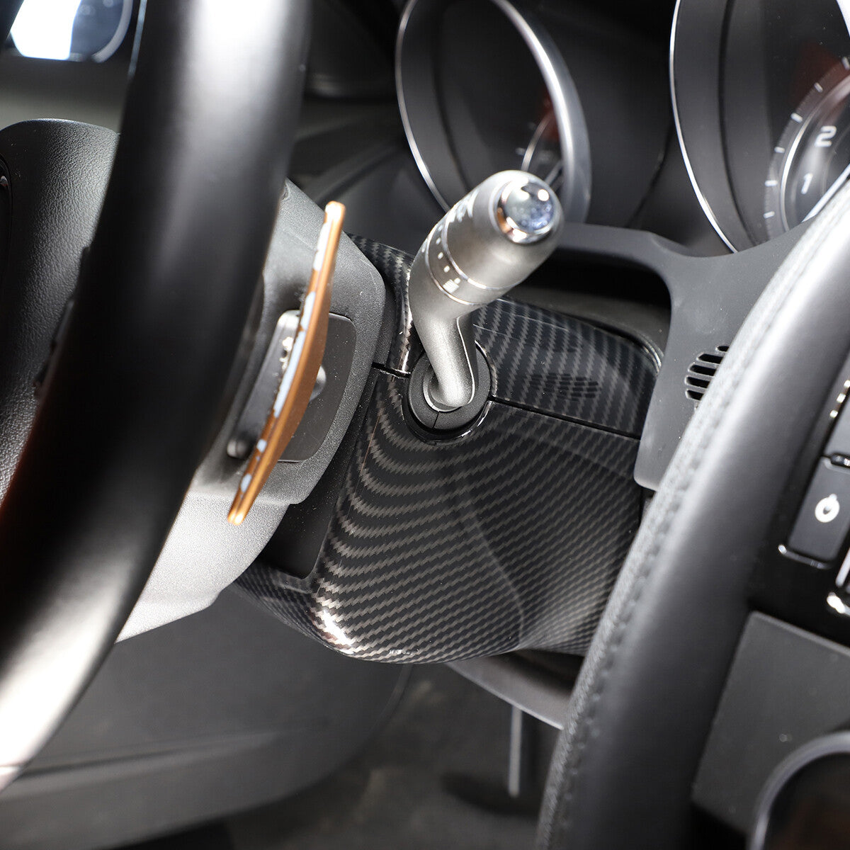 ABS Carbon fiber Steering Wheel Base Trim Cover For Jaguar F-TYPE 2013-2024 12
