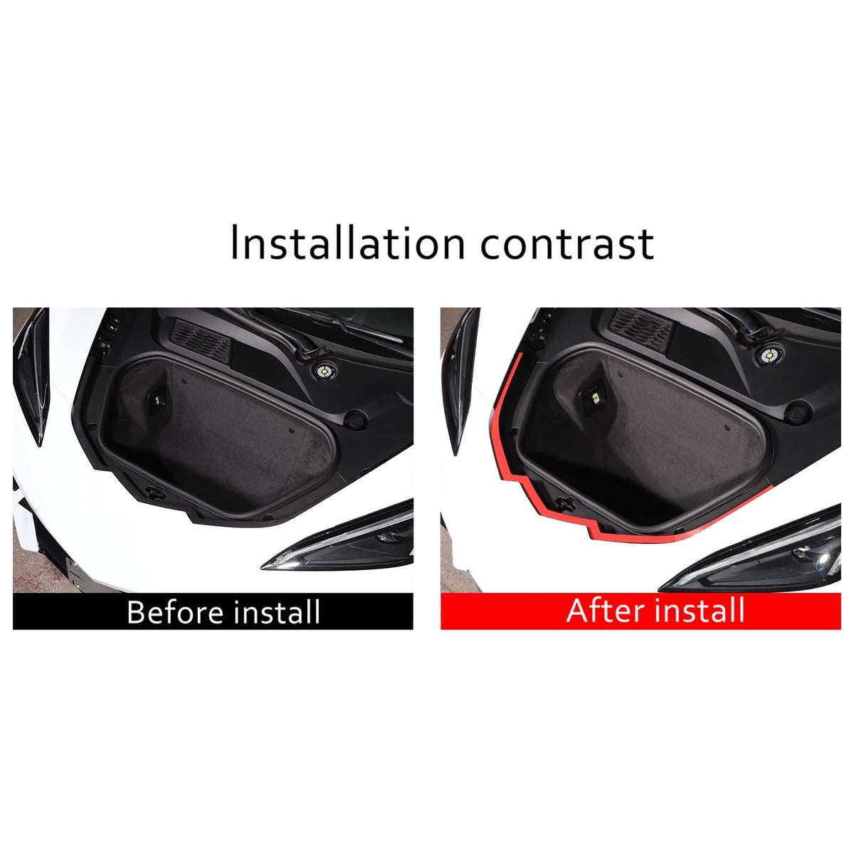 Red Front Trunk Bezel Gloss Stainless Plate Fit For Corvette C8 2020-2026 7